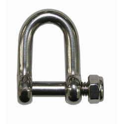 Stainless Steel D Shackles with Hex pin and lock nut