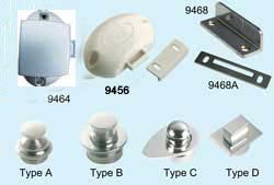 Push Button Latch (White Plastic) with striker plate