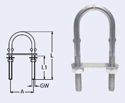 LMX2312 leisure MART U Bolt 70 mm x 76 mm high tensile with locking nuts and washers complete with fixing plate Pt no 